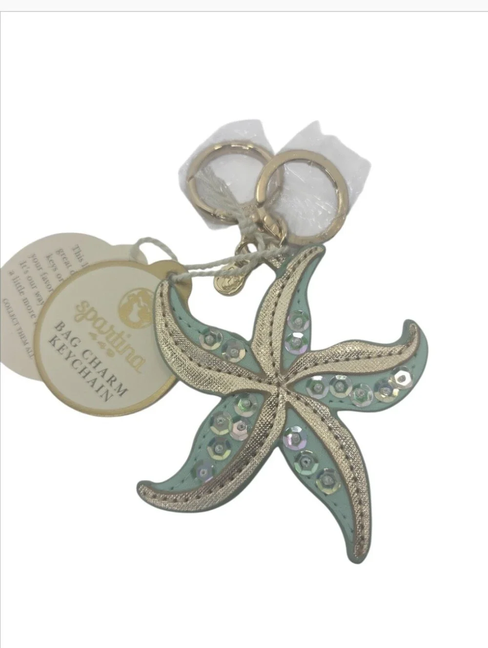Spartina 449 Icon Keychain Sequin Starfish Sea Foam